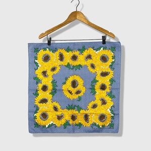 Springs Bandana Scarf Unisex OS Blue Gingham‎ Sunflower Cottagecore Vintage